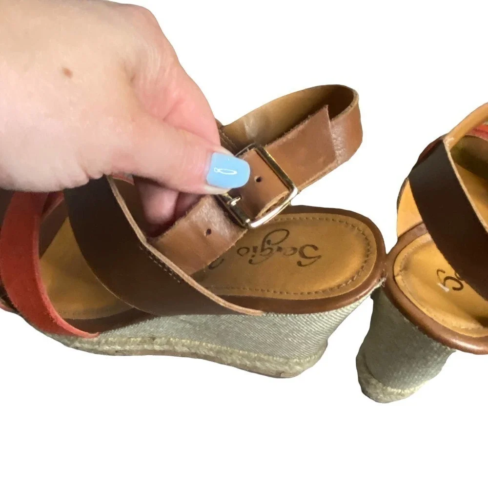 Sergio Zelcer Wedge Sandals Size USA 10 - Picture 6 of 7